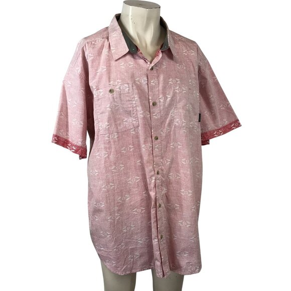 COLUMBIA - MEN'S XXL - PINK SHORT SLEEVE  BUTTON UP COTTON SHIRT W/ POCKETS - Picture 1 of 8
